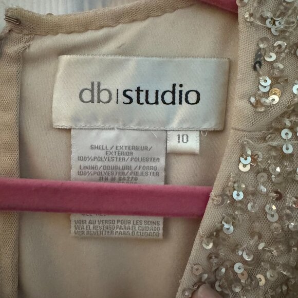 Rose Gold Sequin cocktail Dress with fringe on the bottom - Picture 7 of 9